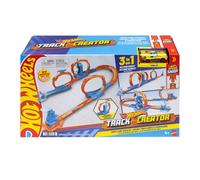 Hot Wheels Track Creator Triple Loop Pack y Coche Juguete 1:64 | Incluye componentes esenciales para pistas con 3 loops, compatible Speed Snap, adaptadores, JDW39