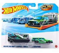 Hot Wheels Track Fleet Green Volvo 240 Drift con Camper escala 1:64