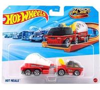 Hot Wheels Track Fleet Hot Meals with Hauler Vehículo de juguete fundido a escala 1:64