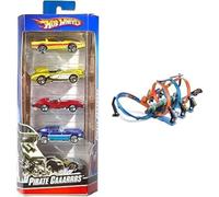 Hot Wheels Triple Looping, Pista de Coches de Juguete (Mattel FTB65) + Pack de 5 vehículos, Coches de Juguete (Modelos Surtidos) (Mattel 1806)