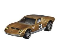 Hot Wheels Vehículo coleccionable de club de carreras vintage fundido a presión, auto deportivo dorado, inspirado en Lamborghini Miura SV de 1971 - HRT81-4/6