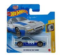 Hot Wheels Vehículo de juguete a escala 1:64 Porsche 944 Turbo '89 (azul, plateado) para niños 2021 - 45/250 (tarjeta corta) GRY56