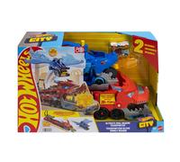 Hot Wheels City Dragón transportador con Ataque Doble definitivo Conjunto de Pista de Coches de Juguete con 2 Coches metálicos, dragón a Gran Escala y dragón Desmontable, JBM72