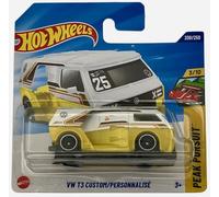 Hot Wheels - VW T3 Custom - Peak Pursuit 3/10 - JBC05 - Short Card - Amarillo/Blanco - Mattel 2025 - Modelo Volkswagen con licencia con diseño Widebody a escala 1:64