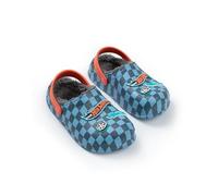 Hot Wheels Zuecos Azules a Cuadros | Pantuflas Suaves con Forro de Felpa | Calzado para Interior y Exterior | Diseño fácil de Poner | Zapatos con Estilo para Jugar y Vivir Aventuras
