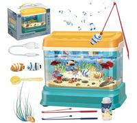 Hotainoys 1 Juego de Acuario de Juguete para bebé con luz y música Divertido Acuario de Cuna con 2 Peces magnéticos operación USB Juguete de Aprendizaje para niños