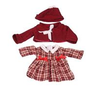 Hotainoys 1 Juego de Ropa para muñecas de 18 Pulgadas, Ropa de muñeca de Invierno Que Incluye una Boina roja, un cárdigan Rojo, Vestido a Cuadros para bebé para Accesorios de niña de 18 Pulgadas