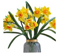 Hotainoys 10 narcisos Artificiales, Flores Artificiales de narcisos de simulación, Flores de Seda con Tallo de plástico Flexible para centros de Mesa, Amarillo Que parecen Reales