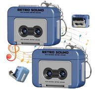 Hotainoys 2 uds Mini Llavero de grabadora de Cinta, Llavero de grabadora de Cinta de Cassette Retro grabable de plástico para Mochilas, Bolsos portátiles