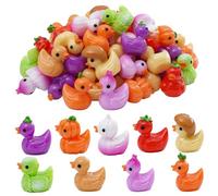 Hotainoys 90 Mini Patos de Resina, Lindas Figuras de Patos en Miniatura con temática Vegetal para Manualidades de Bricolaje, Mini Resina de Tipo Mixto al Azar