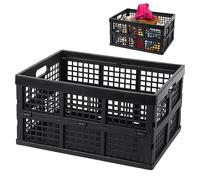 Hotainoys Caja plegable Caja de almacenamiento de plástico plegable de 39 L con asa Contenedor organizador de leche apilable para juguetes Alimentos Ropa Herramientas en el baúl Garaje Leche