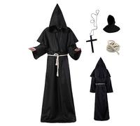 Hotainoys Disfraz de Monje Hombre Mujer Túnica de Monje Adulto Túnica de Sacerdote con Capucha Disfraces de Halloween Renacimiento Disfraz Medieval Disfraces para Carnaval de Halloween L