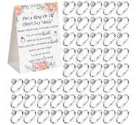 Hotainoys Juego de Anillos para Despedida de Soltera: ponle un Anillo, Juego de Despedida de Soltera con 60 Anillos de Metal y Elegante Cartel de Instrucciones para Bodas, Fiestas de Compromiso, para