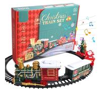 Hotainoys Juego de Tren eléctrico de 14 Piezas para niños Luz y Sonidos Tren navideño simulado con 4 vagones Juegos navideños clásicos con Pistas para niños y niñas, Juego eléctrico