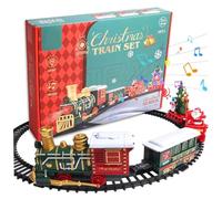 Hotainoys Juego de Tren eléctrico para niños de 14 Piezas Luz y Sonidos Tren navideño simulado con 4 vagones Juegos navideños clásicos con Pistas para niños y niñas