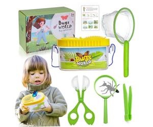 Hotainoys Kit de atrapasueños para niños, 6 Piezas/Juego, Kit de Captura de Mariposas, hábitat de casa con Lupa, Pinzas, Cater, Red y guía para exploración científica, Estilo 1 Jaula