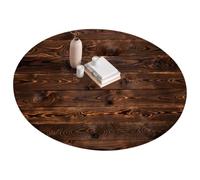 Hotainoys Mantel Redondo Ajustable con Mantel elástico de Textura de Madera de 51 Pulgadas, Cubierta Redonda a Prueba de Aceite y Agua con bajo Mantenimiento para cenar, elástico