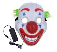 Hotainoys Máscara de Payaso LED, máscara de Joker con luz Ajustable para Halloween, Funciona con Pilas para Accesorios de Cosplay de Joker, Accesorios para Fiestas de Halloween, sin batería