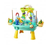 Hotainoys Mesa de Agua para niños, Mesa de Juegos de Agua 6 en 1 de 2, Juguetes Azules para niños con Funciones de riego circulante, tobogán, Pesca y Baloncesto para