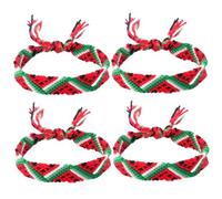 Hotainoys Pulsera Palestina 4 Piezas Ajustable 5.5x0.5in Pulsera Tejida Trenzada con Borla Palestina Decorativa para Adultos Niños Tejidos