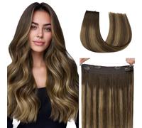 hotbanana Secret Hair Extensions Remy - Extensiones de pelo humano con alambre invisible, 35 cm, 75 g, color marrón chocolate, rubio caramelo mezclado
