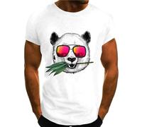 HOTCAT Camiseta para hombre, diseño de oso panda con estampado de animales con gafas de sol, camiseta de moda estilo cal, Blanco Type1, M