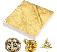Hotcho 100 hojas de oro, lámina para decoración de tartas, pan de oro para manualidades, lámina de oro para manualidades, lámina dorada para arte (no comestible)
