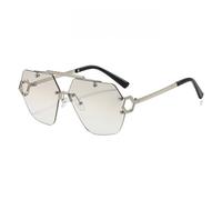 Hotcinab Gafas de sol rectangulares sin montura para mujer y hombre UV400, gafas de sol unisex retro, polarizadas, clásicas, degradadas, moda para actividades al aire libre, plata