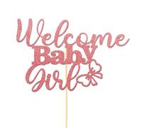 Hotcinab Welcome Baby Boy Girl Cake Topper Glitter Boy Girl Cake Topper Decoración para Pasteles para Fiesta Cumpleaños Decoración Rosa