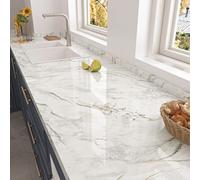 HotDecor Papel Pintado Autoadhesivo De Mármol Vinilo Adhesivo Muebles Vinilo Marmol Dorado y Blanco Para Encimera De Cocina Papel Tapiz Autoadhesivo Blanco Vinilos Para Forrar Mesas 40cm x 200cm