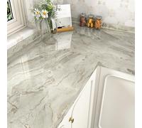 HotDecor Vinilo Marmol Para Cocina Encimera Papel Pintado Autoadhesivo Marmol Beige Dorado Mate Vinilo Adhesivo Muebles Papel Vinilico Cocina Papel Tapiz Autoadhesivo Brillo Papel De Pared 60 x 300cm