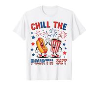 Hotdog Chill The Fourth out, 4 de Julio, niño pequeño, patriótico Camiseta