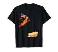 Hotdog Freedom Dive Funny Tío Sam Hot Dog Saltando En Un Bun Camiseta