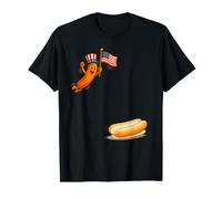 Hotdog Freedom Dive Funny Tío Sam Hot Dog Saltando En Un Bun Camiseta