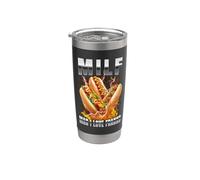 Hotdog MILF Hombre Amo Franks Bootleg Meme Papá Broma Hot Dog Vaso térmico de acero inoxidable de doble pared