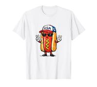 Hotdog Sketch Hot Dogs Lover Food USA Flag Hat 4th of July Camiseta