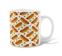 Hotdog - Taza de café de cerámica, para verano, casual, chili cilantro, color amarillo, con asa, ideal para amistad, familia, colegas, profesores, amor, personal, 11 onzas