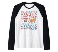 Hotdog Wurst llega a lo Peor Divertido Perrito Caliente del 4 de Julio Camiseta Manga Raglan