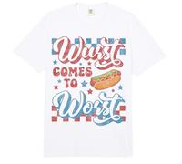 Hotdog Wurst llega a lo Peor Divertido Perrito Caliente del 4 de Julio Comfort Colors Adult Heavyweight T-Shirt
