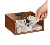 Hoteam 1 servilletero de madera para mesa de granja, vintage, cuadrado, resistente al viento, para el hogar, cocina, encimera, bar, restaurante, regalo decorativo