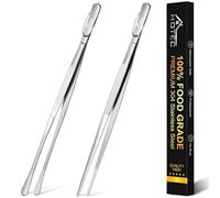 HOTEC Pinzas de cocina de acero inoxidable, pinzas de chef profesionales, juego de 2 a 12 pulgadas, pinzas extralargas para cocinar, asar y hornear