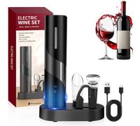 Hotec Sacacorchos eléctrico, abrebotellas automático, idea de regalo, cortador de cápsulas, cable USB, vertedor, tapón de vacío