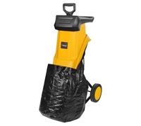 Hoteche Trituradora eléctrica de jardín de 2500 W, capacidad de corte de 4500 rpm, 40 mm, caja de recogida de 50 L, naranja y negro, caja de colores