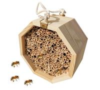 Hotel de abejas, colmena de madera, palacio de polinización, casa de mariposas y sala de avispas, para jardín, jardín, terraza con varias cámaras y techo protector -características para polinizadores