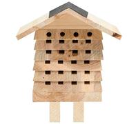 Hotel de abejas de madera maciza de abeto, 22 x 20 x 20 cm, casa de insectos natural para jardín y balcón, casa de abejas silvestres sostenible de madera maciza de abeto