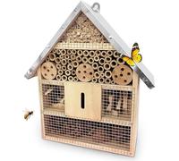 Hotel De Insectos para Exterior Colgar, Casa De Insectos De Madera para La Decoración del Jardín Arbol, Casita Insectos con Techo Metalico Y Gancho, para Abeja Mariposa Mariquitas Vivas Insectos