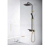 Hotel doméstico European All-Copper Black Gold Botón Ducha Cuatro velocidades, Rack Shower Juego de multifunción (Color: a)