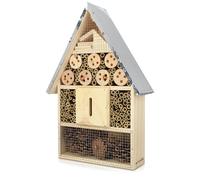 Hotel para insectos natural 23 x 40 x 7 cm con cubierta de metal y gancho