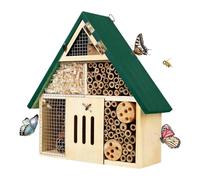 Hoteles para Abejas, Fácil Montaje En Pared, 24,1x8,1x29,2cm, Casa De Madera para Abejas Y Insectos, para Jardín, Pasajes De Varios Tamaños, para Valla, Árbol, Balcón, Terraza, Patio