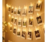 Hoteril 12M Guirnalda Luces, 120 LEDs Clip Cadena de Luces LED con 60 Pinzas para Colgar Fotos, Fotos Pared Decoracion, Dormitorio, Fiesta, Cumpleaños